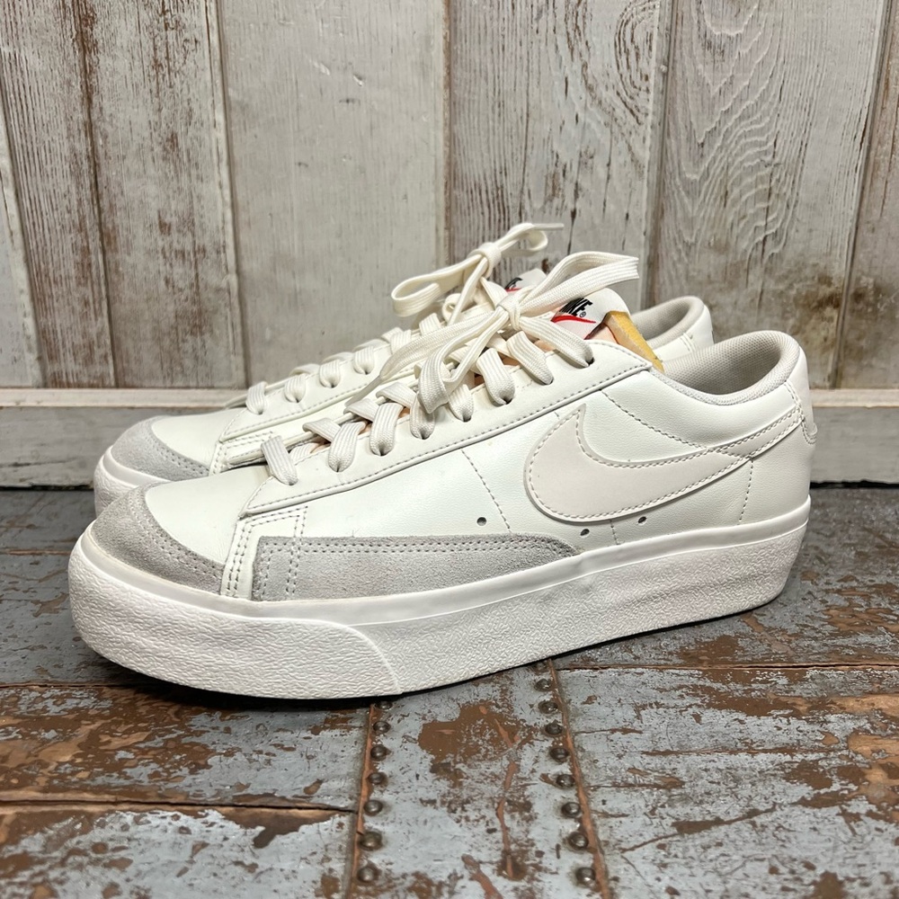 Nike Blazer Low Platform Sneakers in Triple Sail